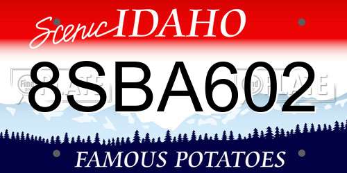 8SBA602 Idaho License Plate