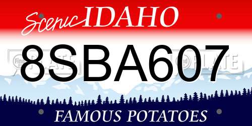 8SBA607 Idaho License Plate