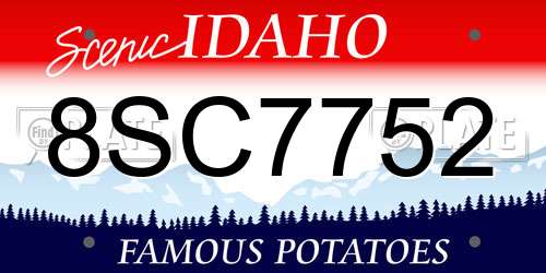 8SC7752 Idaho License Plate