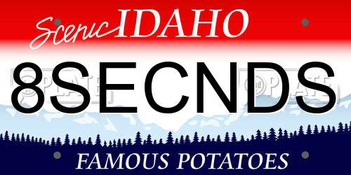 8SECNDS Idaho License Plate
