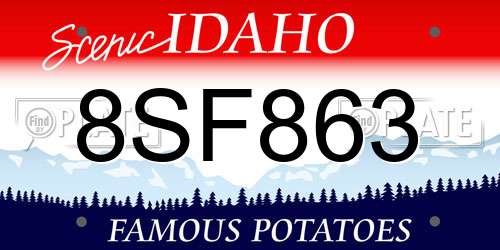 8SF863 Idaho License Plate