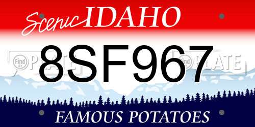 8SF967 Idaho License Plate