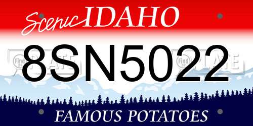 8SN5022 Idaho License Plate