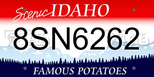 8SN6262 Idaho License Plate