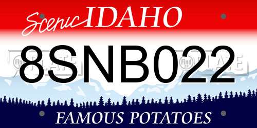 8SNB022 Idaho License Plate