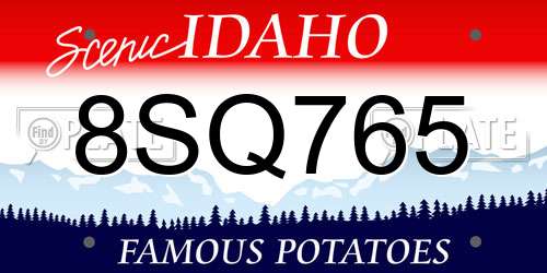 8SQ765 Idaho License Plate