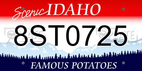 8ST0725 Idaho License Plate