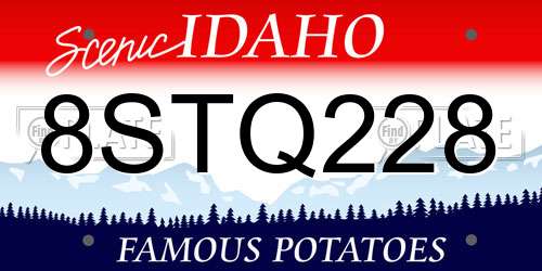 8STQ228 Idaho License Plate