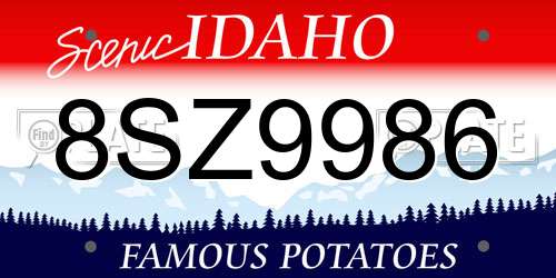 8SZ9986 Idaho License Plate