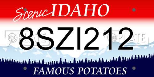 8SZI212 Idaho License Plate