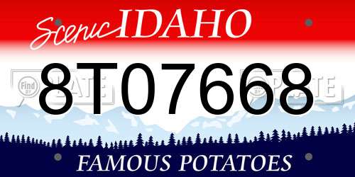 8T07668 Idaho License Plate