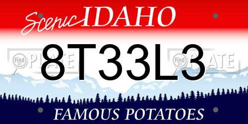 8T33L3 Idaho License Plate