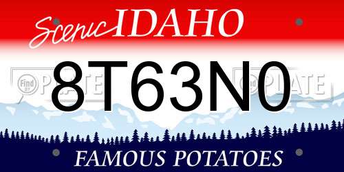 8T63N0 Idaho License Plate