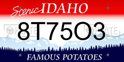 8T75O3 Idaho License Plate
