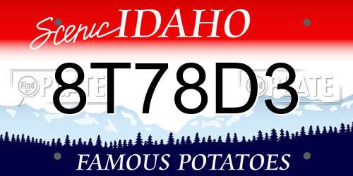 8T78D3 Idaho License Plate