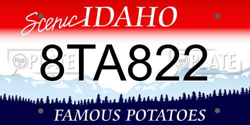8TA822 Idaho License Plate