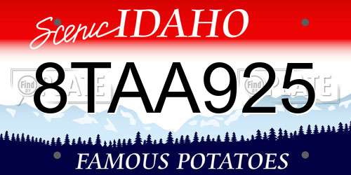 8TAA925 Idaho License Plate