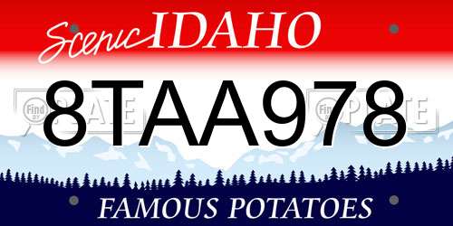 8TAA978 Idaho License Plate