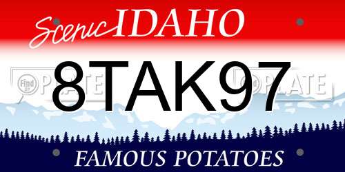 8TAK97 Idaho License Plate