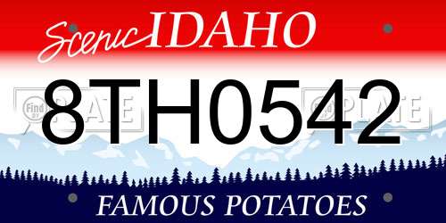8TH0542 Idaho License Plate