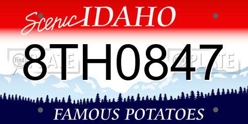 8TH0847 Idaho License Plate