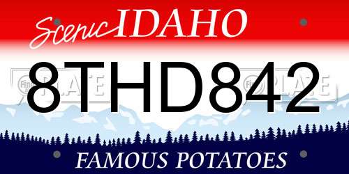 8THD842 Idaho License Plate