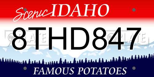 8THD847 Idaho License Plate