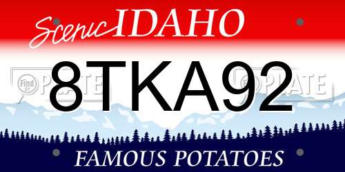 8TKA92 Idaho License Plate