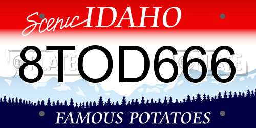 8TOD666 Idaho License Plate