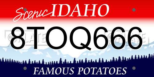8TOQ666 Idaho License Plate