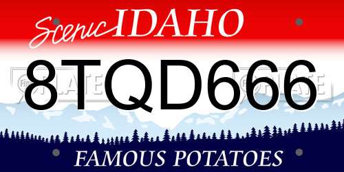 8TQD666 Idaho License Plate