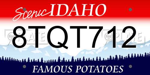 8TQT712 Idaho License Plate