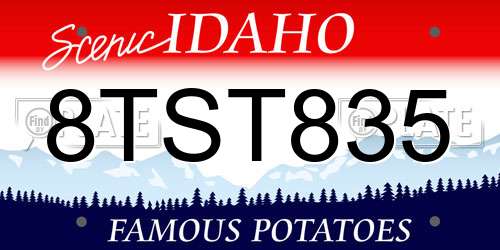 8TST835 Idaho License Plate
