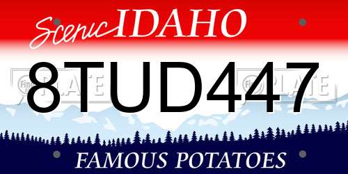 8TUD447 Idaho License Plate