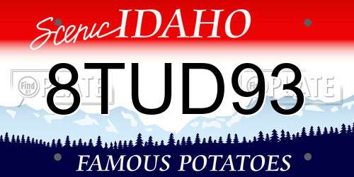 8TUD93 Idaho License Plate