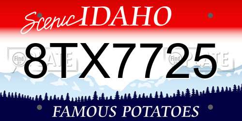 8TX7725 Idaho License Plate