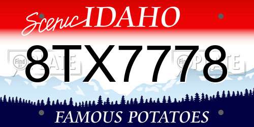 8TX7778 Idaho License Plate