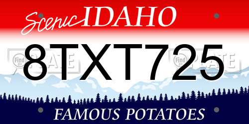 8TXT725 Idaho License Plate