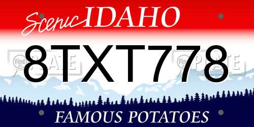 8TXT778 Idaho License Plate