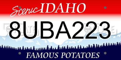 8UBA223 Idaho License Plate