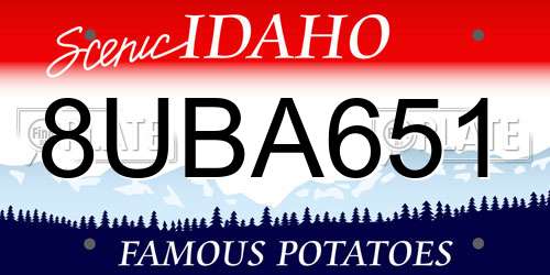 8UBA651 Idaho License Plate