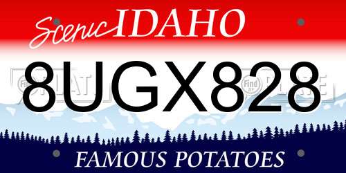 8UGX828 Idaho License Plate