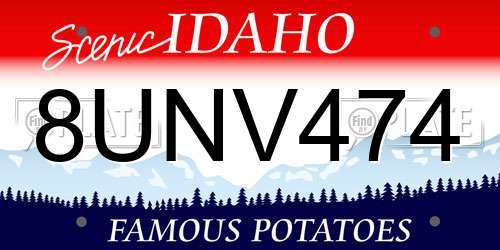 8UNV474 Idaho License Plate