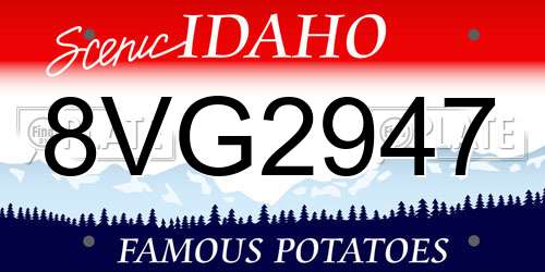 8VG2947 Idaho License Plate