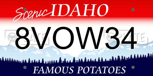 8VOW34 Idaho License Plate