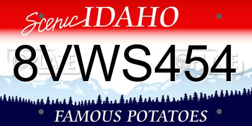 8VWS454 Idaho License Plate