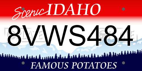 8VWS484 Idaho License Plate