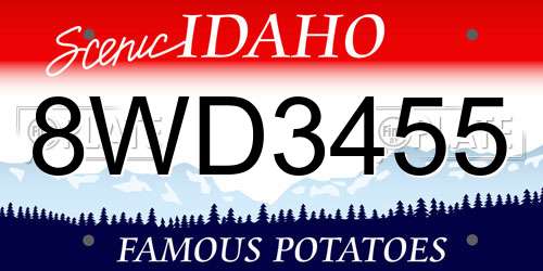 8WD3455 Idaho License Plate