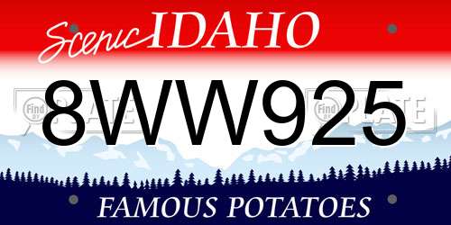 8WW925 Idaho License Plate
