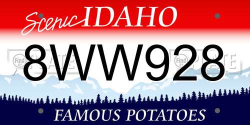8WW928 Idaho License Plate